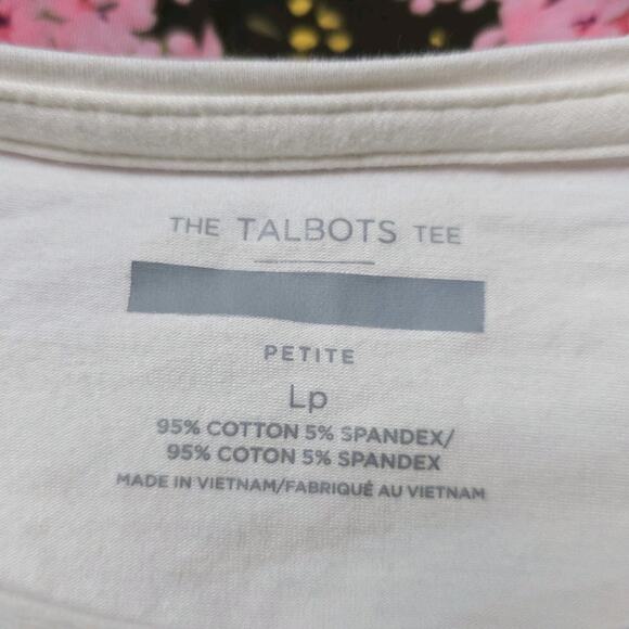 The Talbots Tee Cotton Blend Olive Forest Green Floral Print Accent Blouse LP - Picture 7 of 10